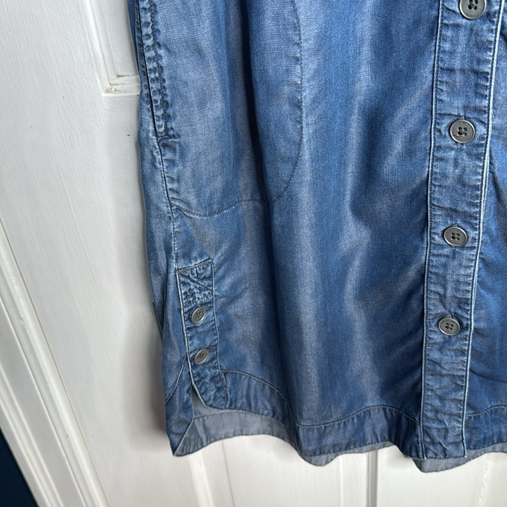 PrAna Talton Button Up Denim Tencel Sleeveless V-Neck Dress W1761 Sz M - Picture 7 of 11